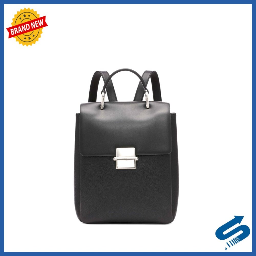 Triple Compartment Flap Backpack Vegan Leather Casual Daypack Chic Minimal